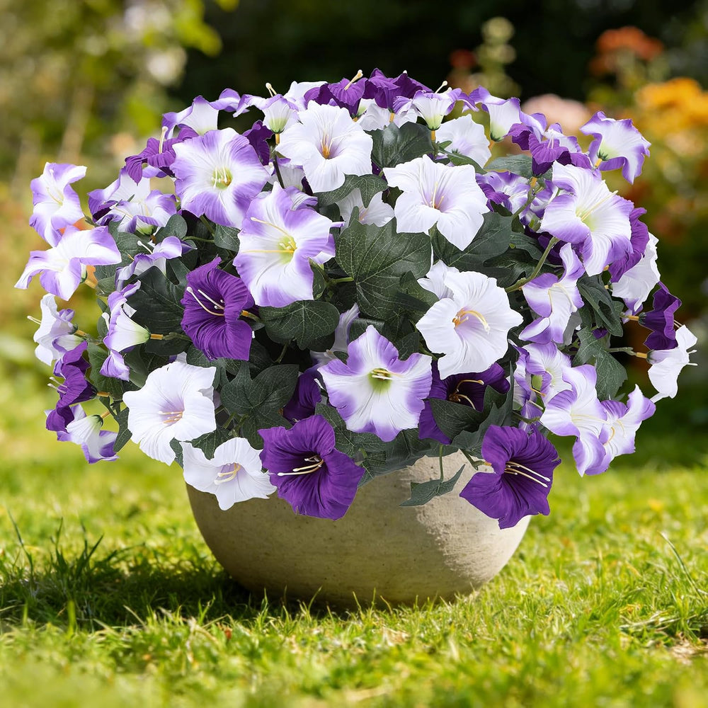 Geegoods Artificial Petunias Flowers for Outdoors, 8 Bundles UV Resistant