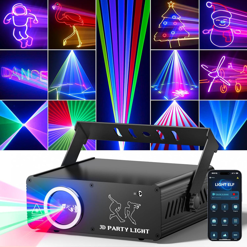 KeoBin App DJ Laser Light, 200+ 3D Animations, Custom Text & Patterns