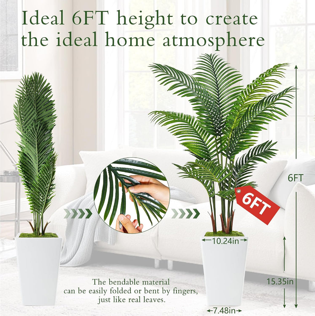 flydeer 6ft artificial palm tree with tall white shown in use