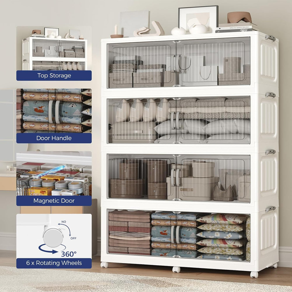 240Gal Extra Large Stackable Storage Bins with Lid, 960QT Foldable Collapsibl...