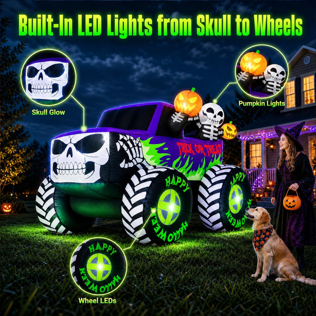 8ft long giant halloween inflatables decoration outdoor skeleton, close-up detail