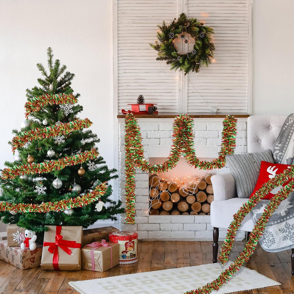 ceenna 150 feet christmas tinsel garland metallic twist, package contents