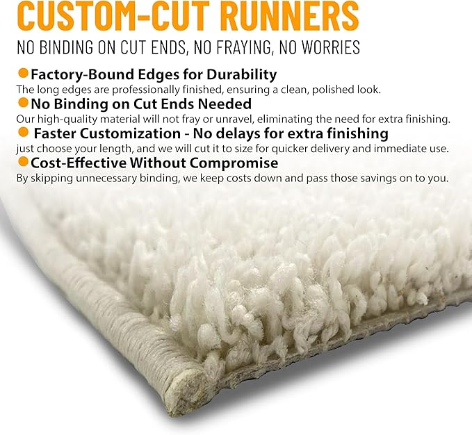 Ottomanson 3' x 20' Shaggy Runner Rug - Plush & Cozy Non-Slip Carpet for Bedroom, Living Room, Bathroom & Entryway - Durable & High-Traffic Friendly for Hallways & Dorms, Cream