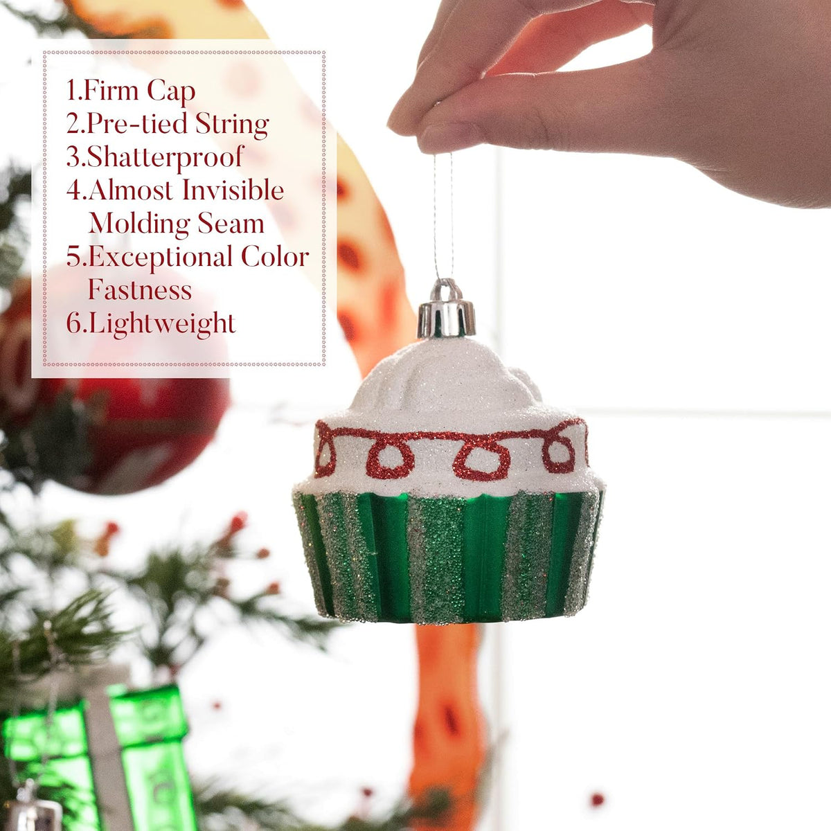 Valery Madelyn Large Christmas Tree Ornaments Set, 16ct Candy Cane Red Green White Shatterproof Christmas Tree Decorations Bulk, 3.15 Inch Decorative Hanging Ball Ornament for Xmas Trees Holiday Decor