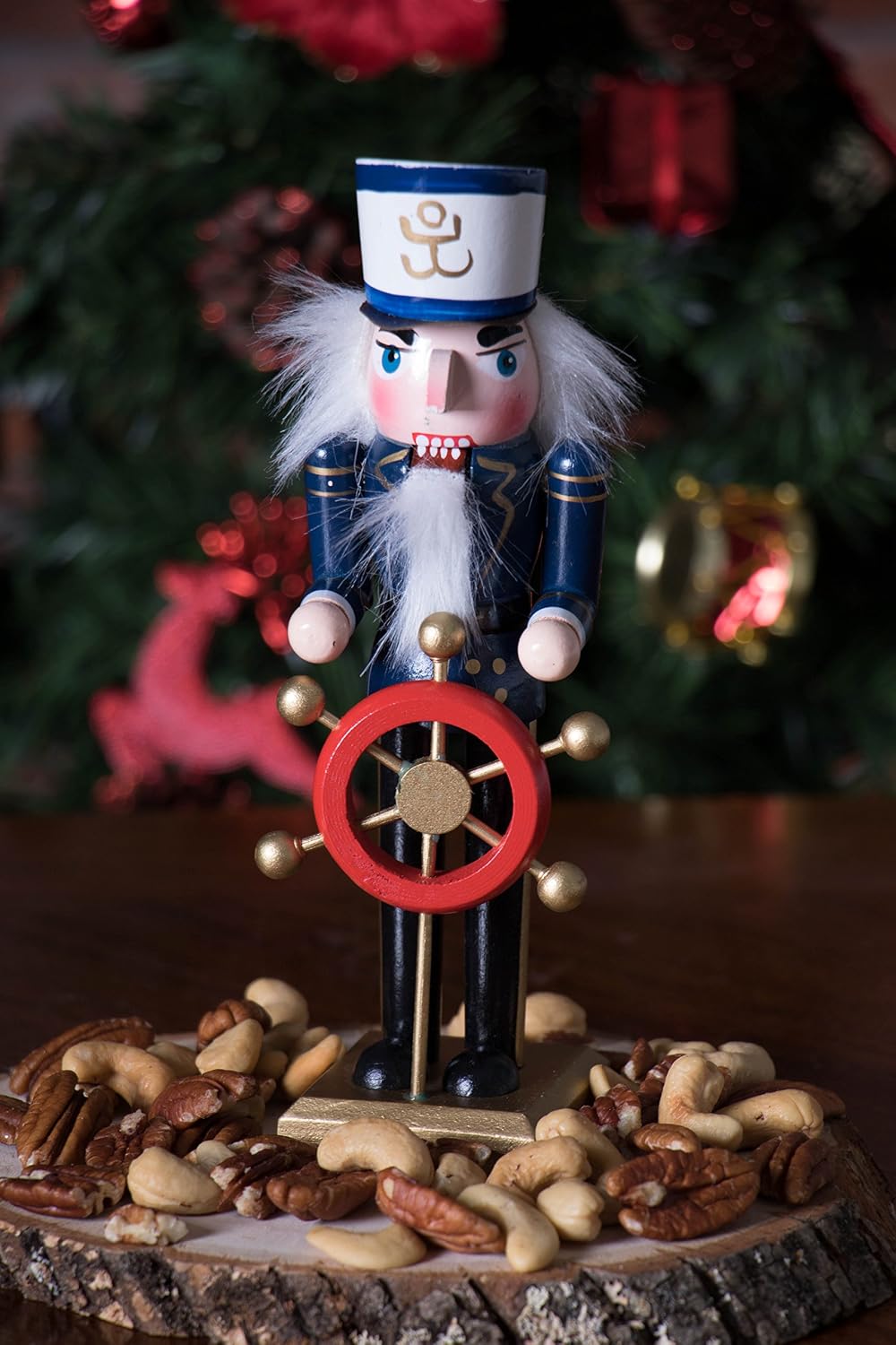 clever creations captain 8 inch traditional wooden nutcracker, side view