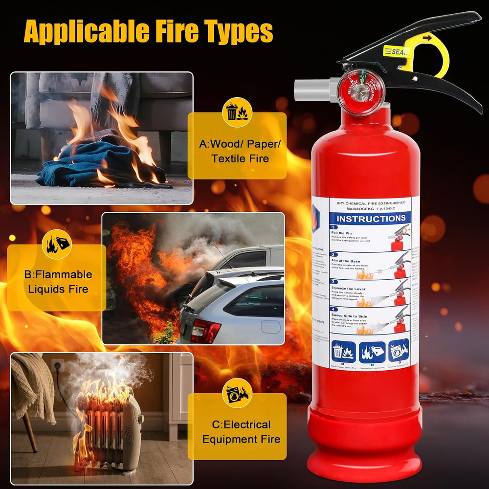2 Pack ABC Dry Chemical Fire Extinguishers with Mount