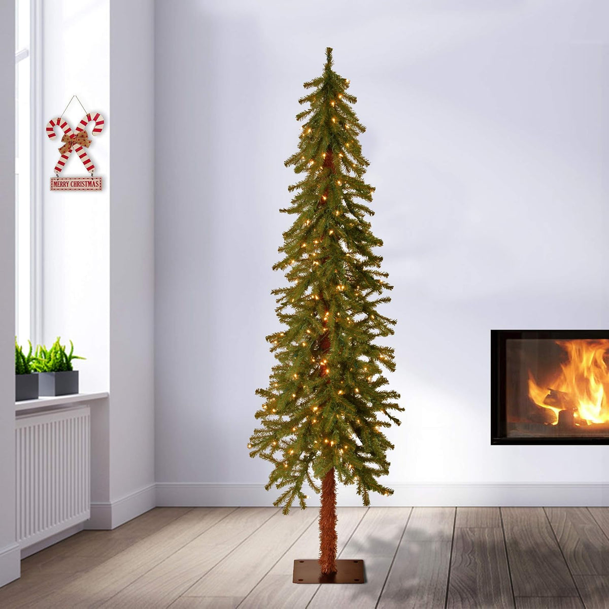 national tree company 6ft pre-lit hickory cedar artificial shown in use
