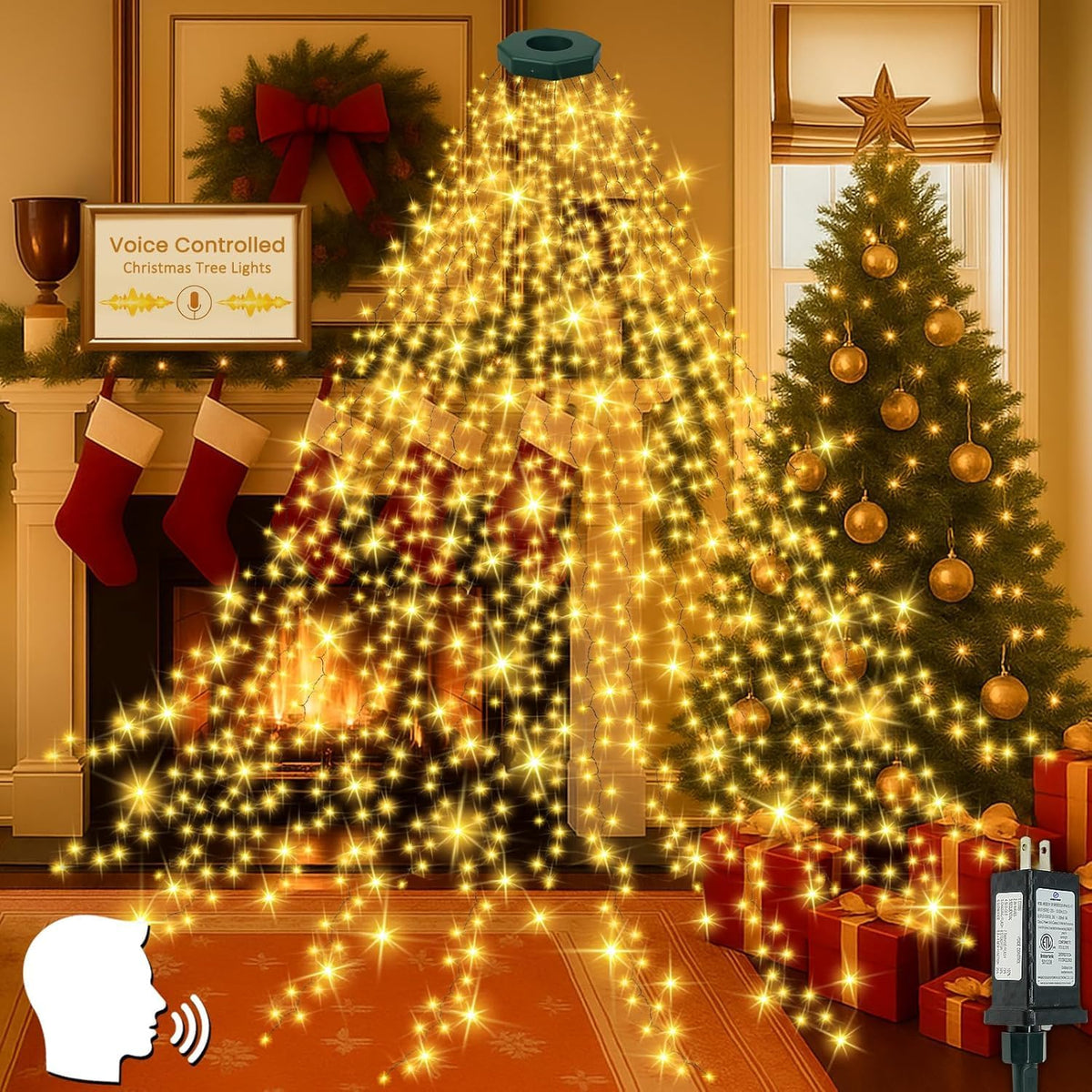 592 LED Easy Christmas Tree Lights Voice Control Cascading Twinkle Lights