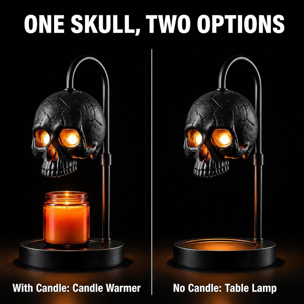 Skull Candle Warmer Lamp with Timer & Dimmer, Black Gothic Candle Warmer