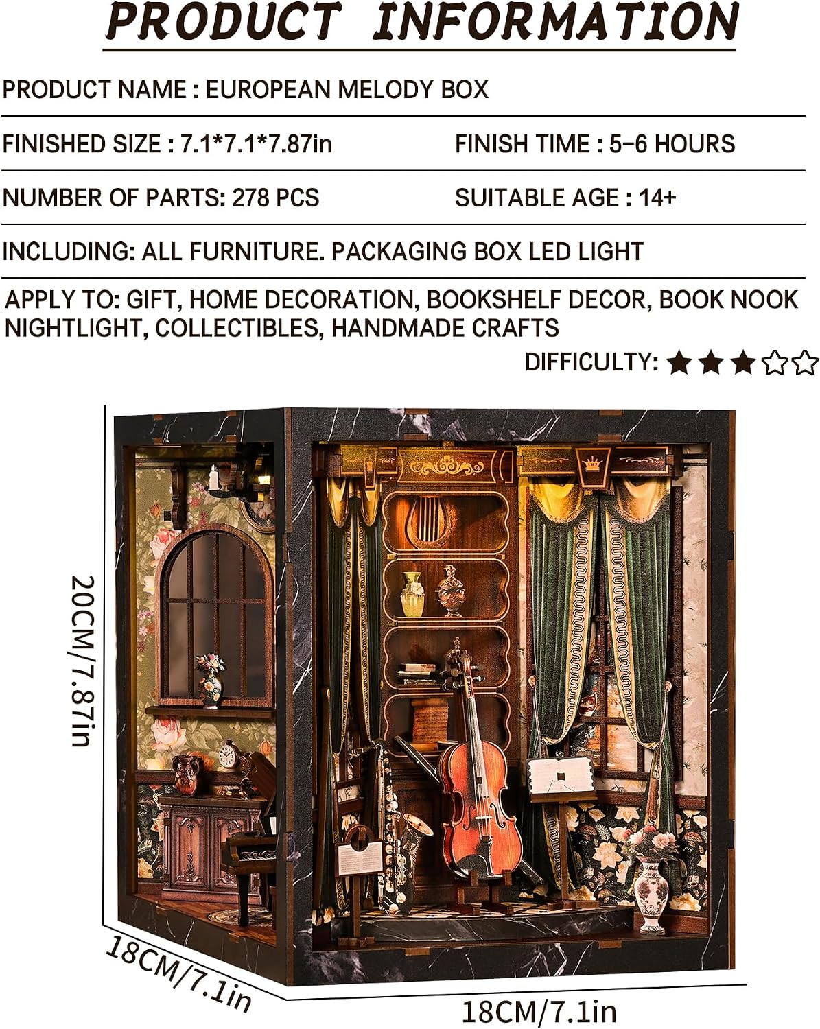 spilay book nook kit for adults, vintage diy shown in use