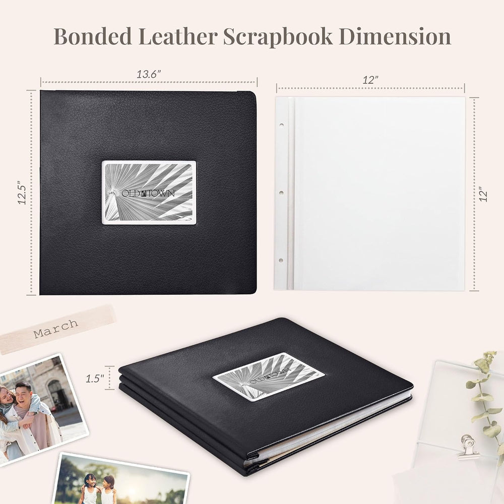 Old Town Bonded Leather Photo Album, Large Leather Scrapbook, Expandable Scra...