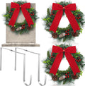 Yuntau 2 Sets Christmas Memorial Cemetery Wreath for Graves Kit Include 2 Pcs 15.8" Gravestone Wreaths 2 Pcs Wreath Hangers for Headstone Adjustable 6"- 11" Winter Xmas Tombstone Decor(Pine)