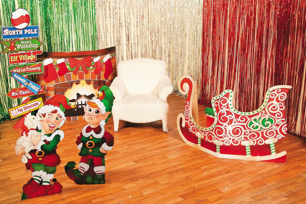 Fun Express Cardboard Santa Sleigh Stand Up Christmas Decorations