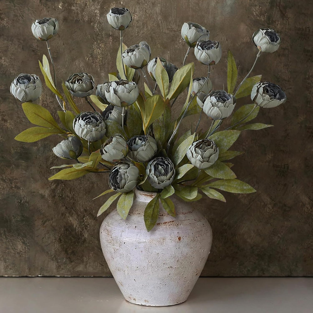6 Pcs 27" Faux Silk Peony Artificial Flowers Stems for Vase (Dark Gray)