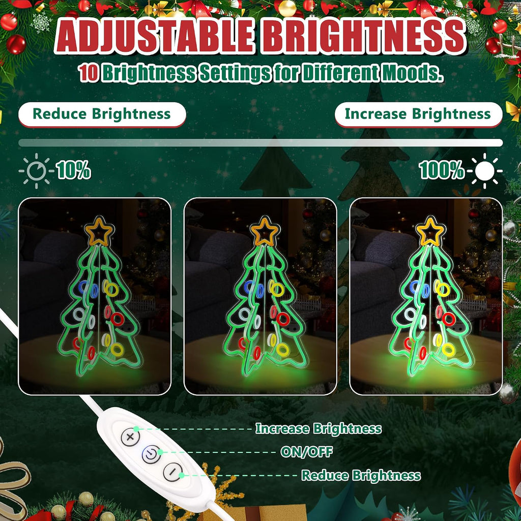 christmas neon sign, 3d acrylic led tree light shown in use
