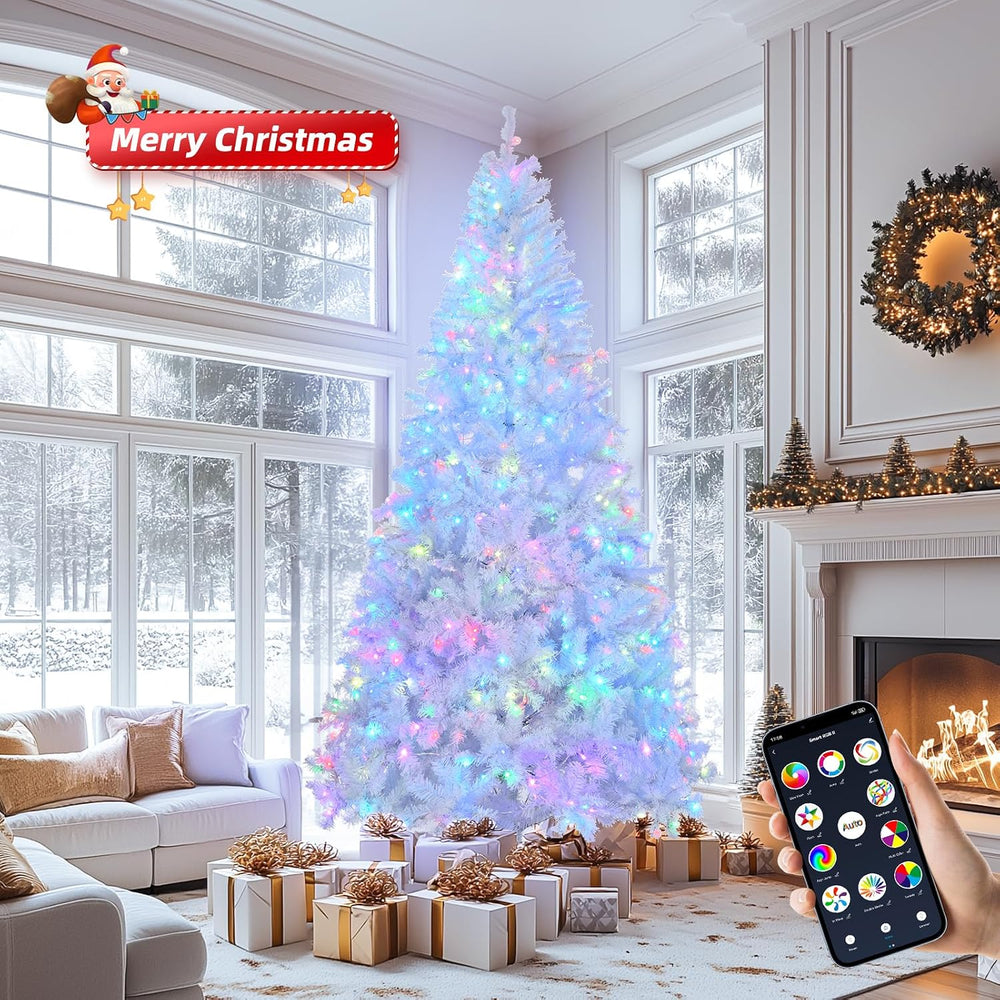 Karl home 8FT Prelit White Artificial Christmas Tree with 500 RGB Lights, Rem...