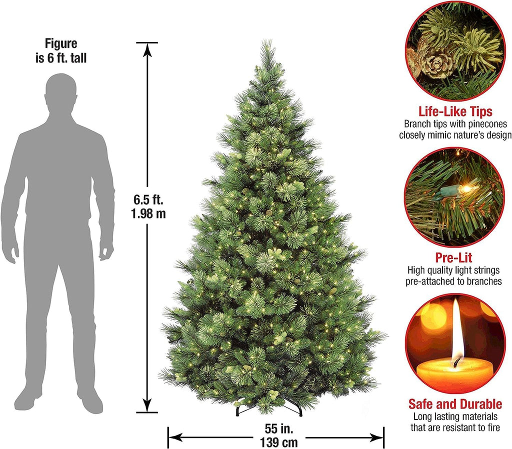 National Tree Company 6.5ft Pre-Lit Carolina Pine Artificial Christmas Tree