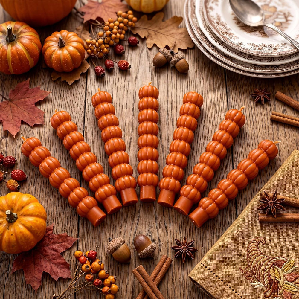 6 Pcs Thanksgiving Candlesticks Fall Taper Candles Pumpkin Decor Gifts