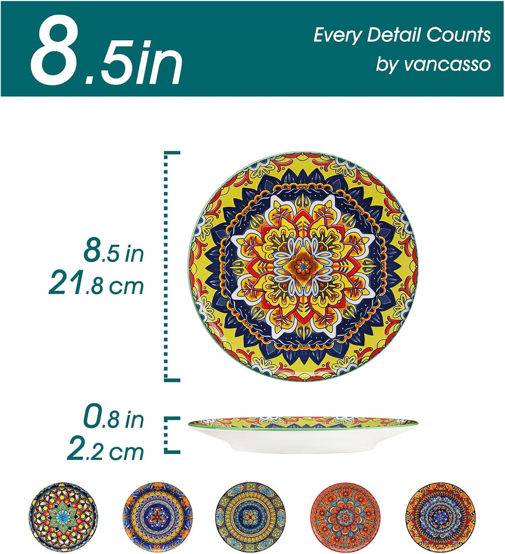 vancasso Colorful Dessert Plates Set of 6, 8.5 Inch Ceramic Salad Plates