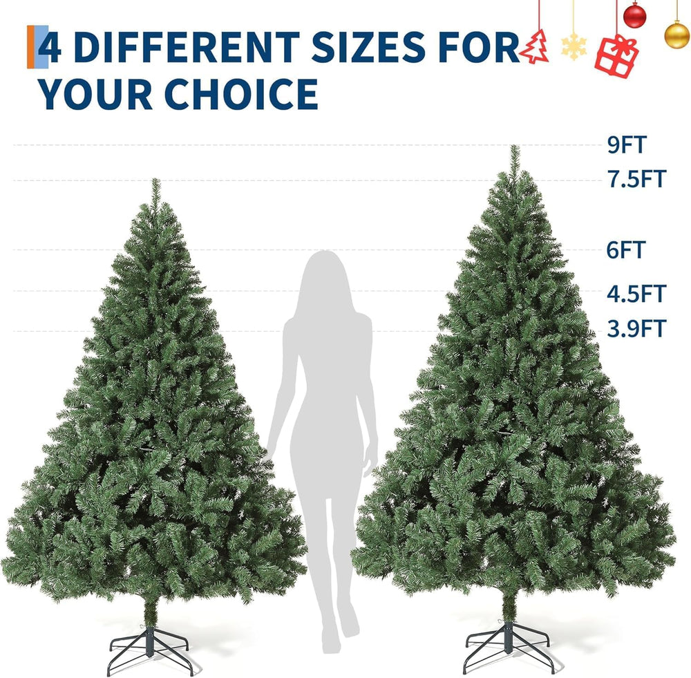 GarveeHome 7.5 ft Artificial Christmas Tree Prelit, Green Xmas Tree