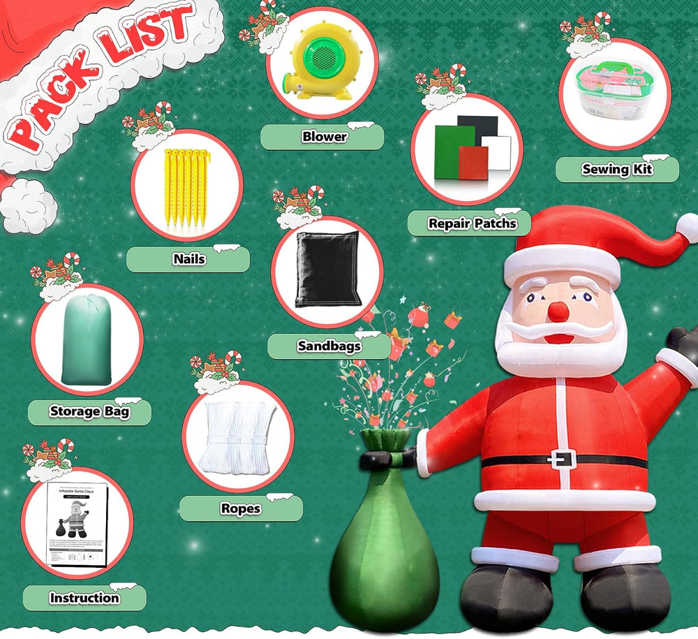Giant Santa Inflatable 33FT Santa Claus for Christmas Outdoor Decoration, UL ...