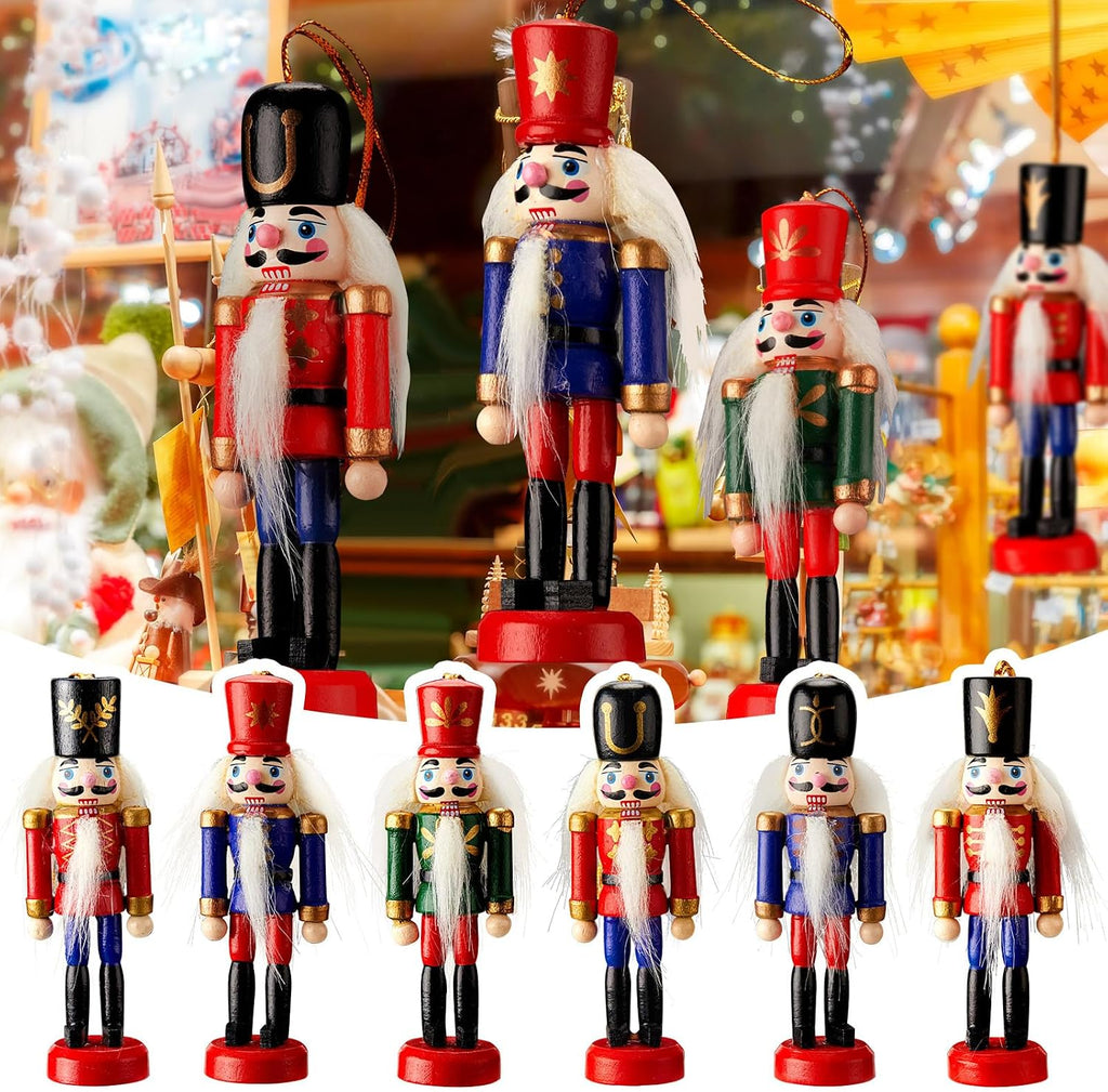 aoriher 24 pcs christmas nutcracker ornament small wooden showing dimensions