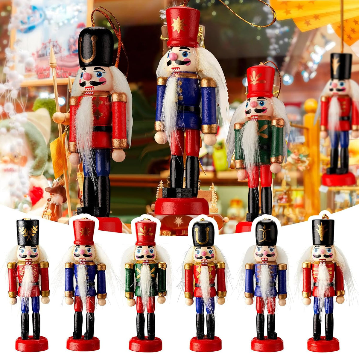 aoriher 24 pcs christmas nutcracker ornament small wooden showing dimensions