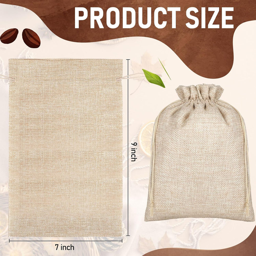 Berlune 100 Pcs 7x9 Inch Burlap Bags with Drawstring Gift Storage Pouches