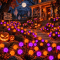 OZS 6 Pack Orange Purple Halloween Decorations Outdoor Solar Firefly Lights
