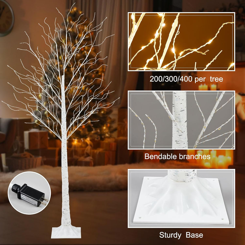 Aurelema 3 Pcs Lighted Birch Tree, 3ft 4ft 5ft, Warm White