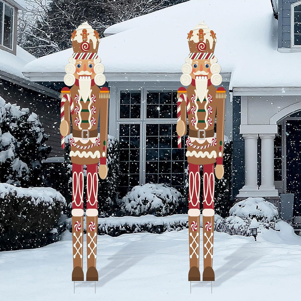 GlikCeil 2pcs 6ft Large Gingerbread Christmas Nutcracker Outdoor Decoration