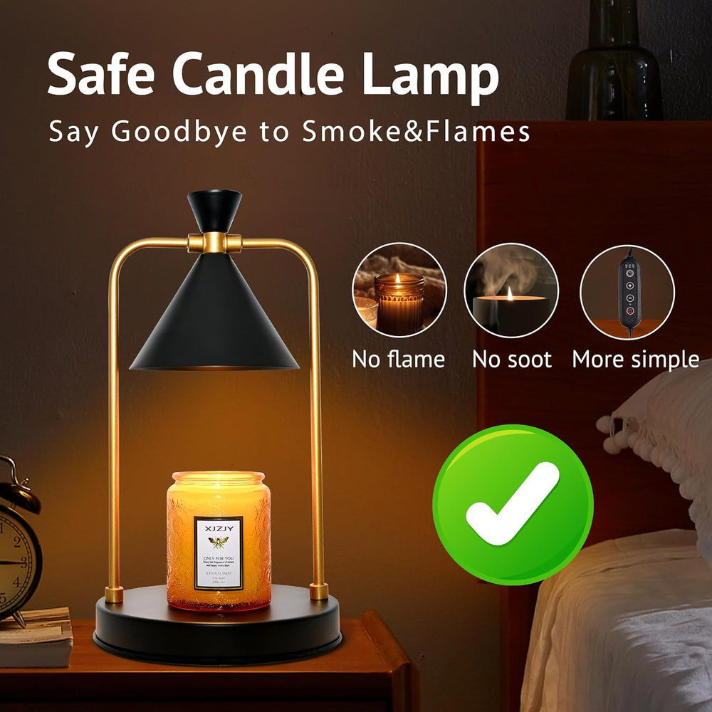 XJZJY Large Black Candle Warmer Lamp with Timer, Modern Home Decor