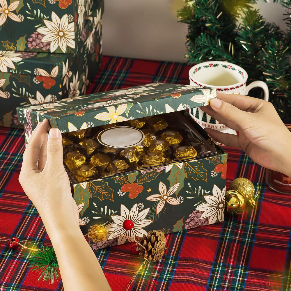 Soul & Lane - Christmas Nesting Gift Boxes with Lids, Set of 4, Foliage
