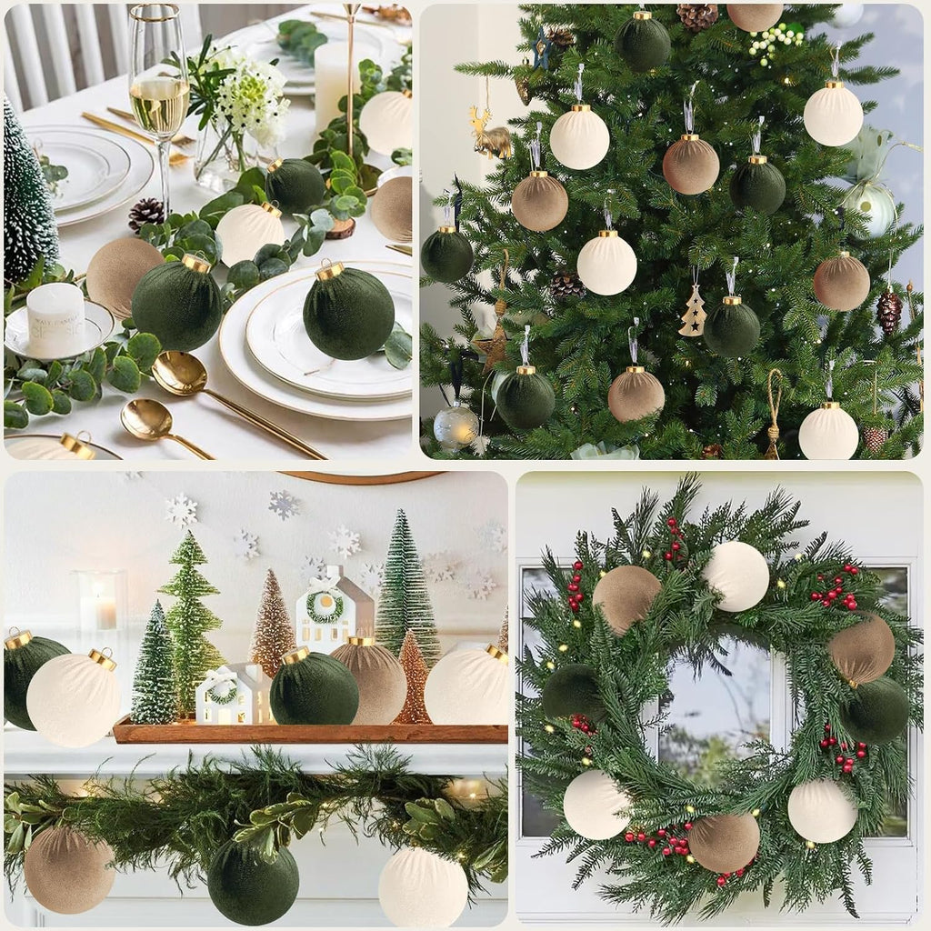 velvet ball christmas tree ornaments set, 30 pack, package contents