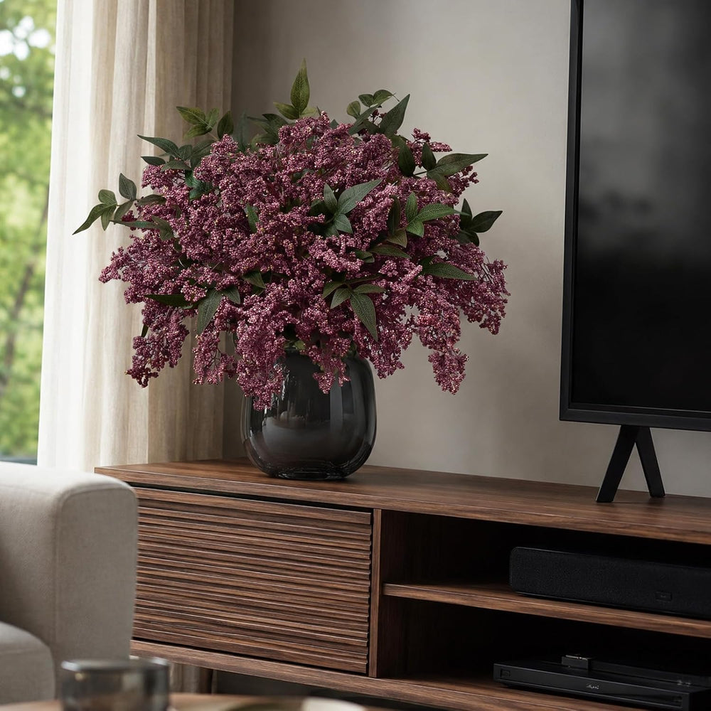 6Pcs 17In Faux Berry Stems, Artificial Nandina Branches Fall Decor
