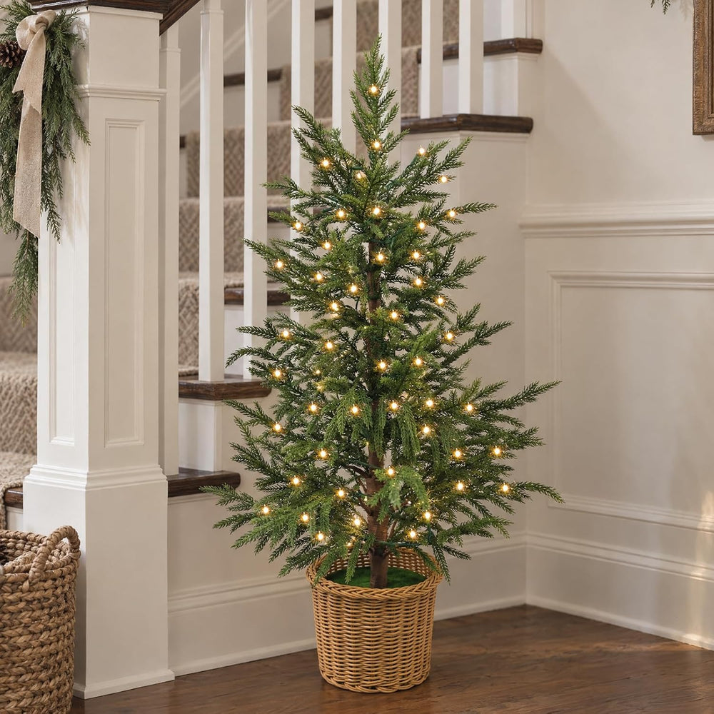 Christmas Decorations 2 Pack 3FT Pre-Lit Artificial Norfolk Pine Xmas Tree