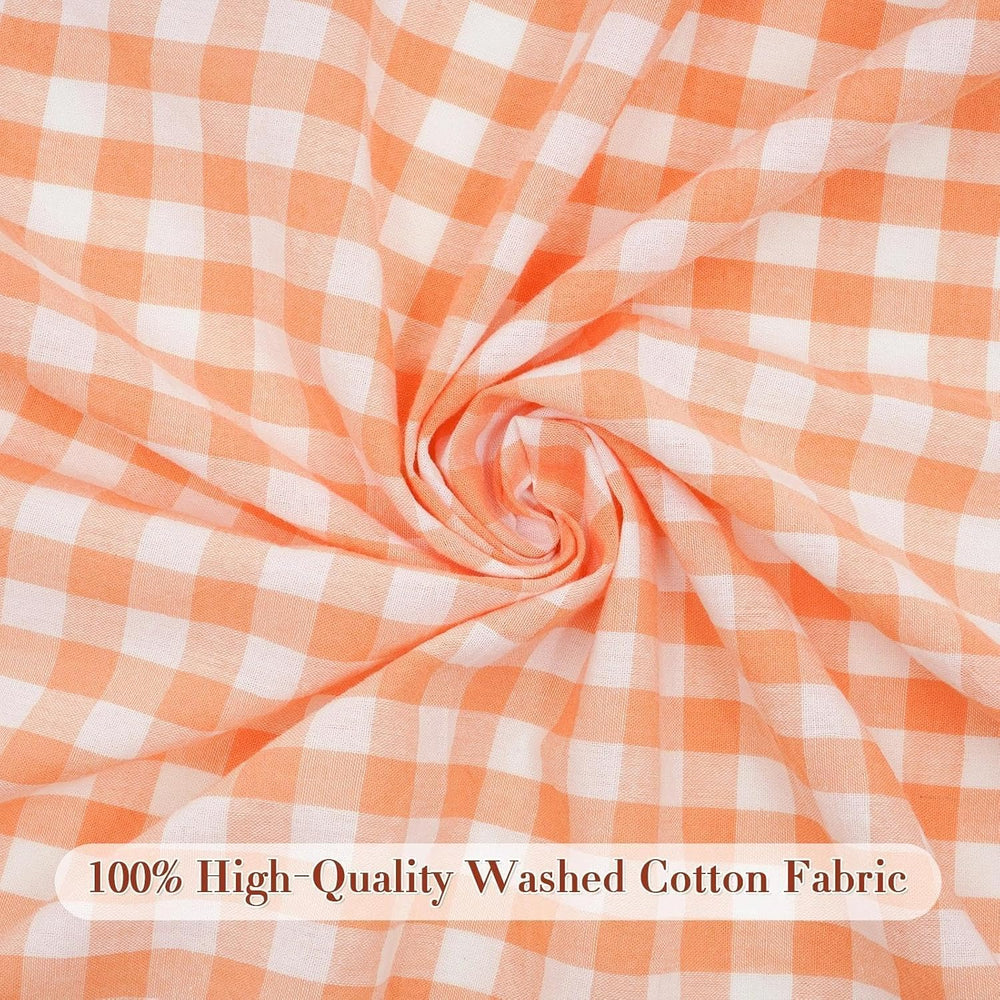 Eternal Beauty Gingham Ruffled Tablecloth Orange White 60x102 Thanksgiving