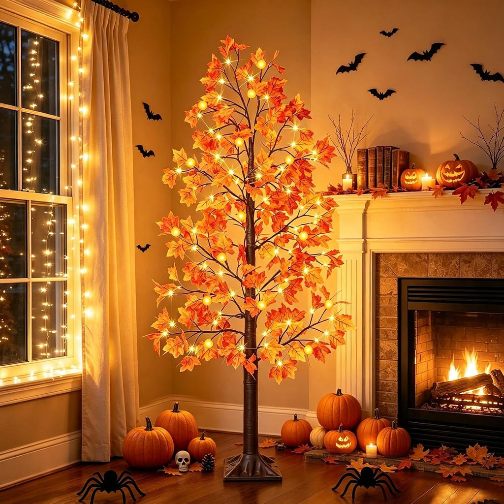 Remote Control&Timer - 6 Ft Lighted Prelit Fall Maple Tree 135 LED 8 Modes