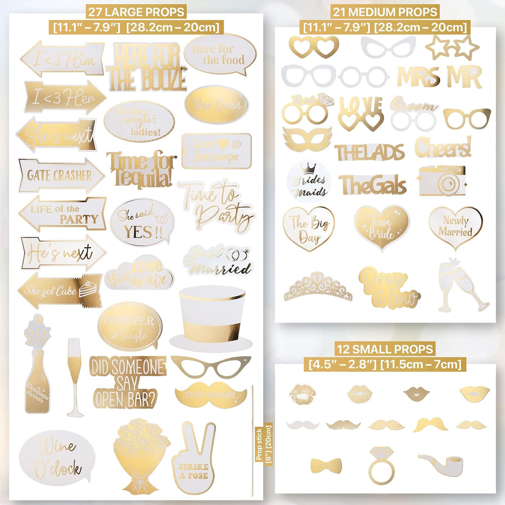 SOUL SHIFT 60PCs Fully Assembled Wedding Photo Booth Props - Prop Stand - Gol...