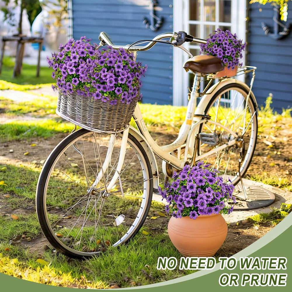 2 Pack Artificial Flowers for Outdoor, Fake Bushes and Shrubs 21''