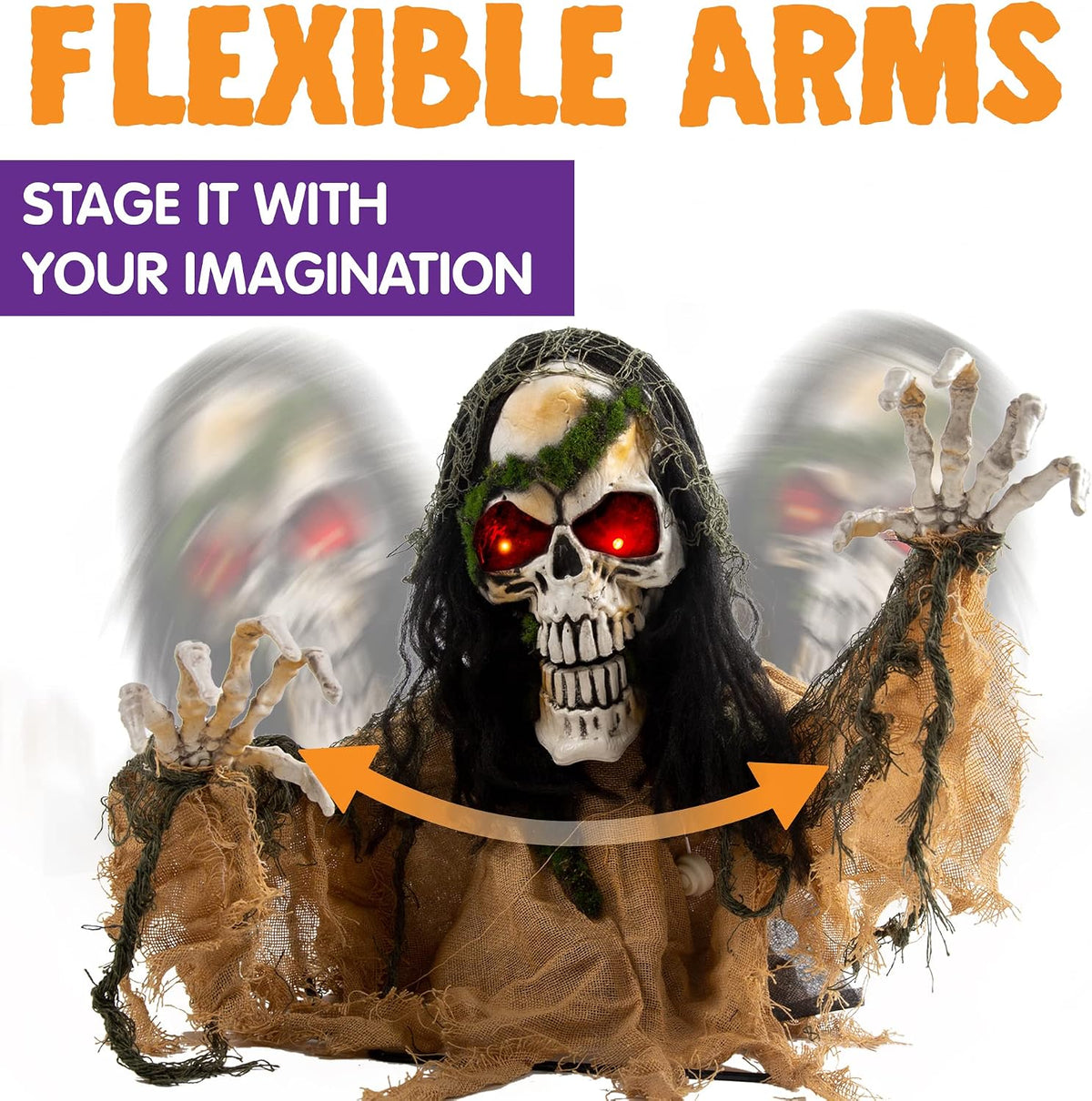 JOYIN Halloween Decoration Outdoor Animated Zombie Groundbreaker, Light-up Skeleton Zombie Groundbreaker Prop with Creepy Sound for Halloween Outside Decoration, Lawn, Yard, Patio, Haunted House Decor