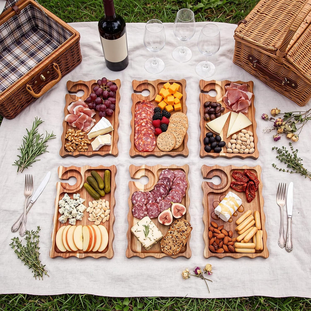 silifine 6 pcs wine appetizer plates with wine on a desk or shelf