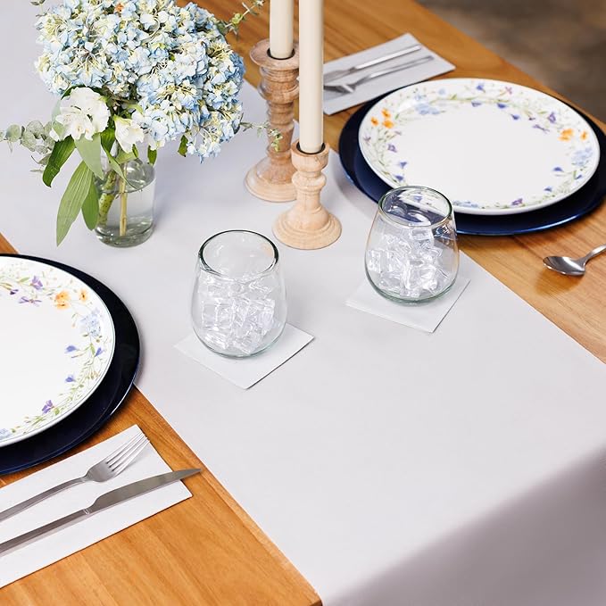 American Homestead Paper Table Runner Roll - 78 ft. Disposable Linen-Like Table Cover Roll - 20 Perforated Table Runners (16" x 48") for Parties, Weddings, and Events - Silver Gray