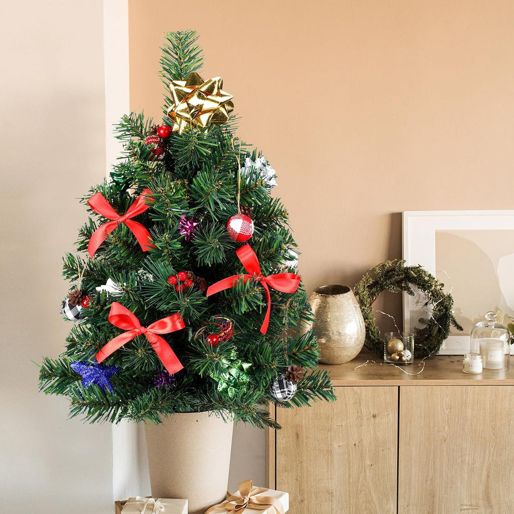 Hiboom 4 Pcs Pathway Christmas Trees 24 Inch, Green with Stakes
