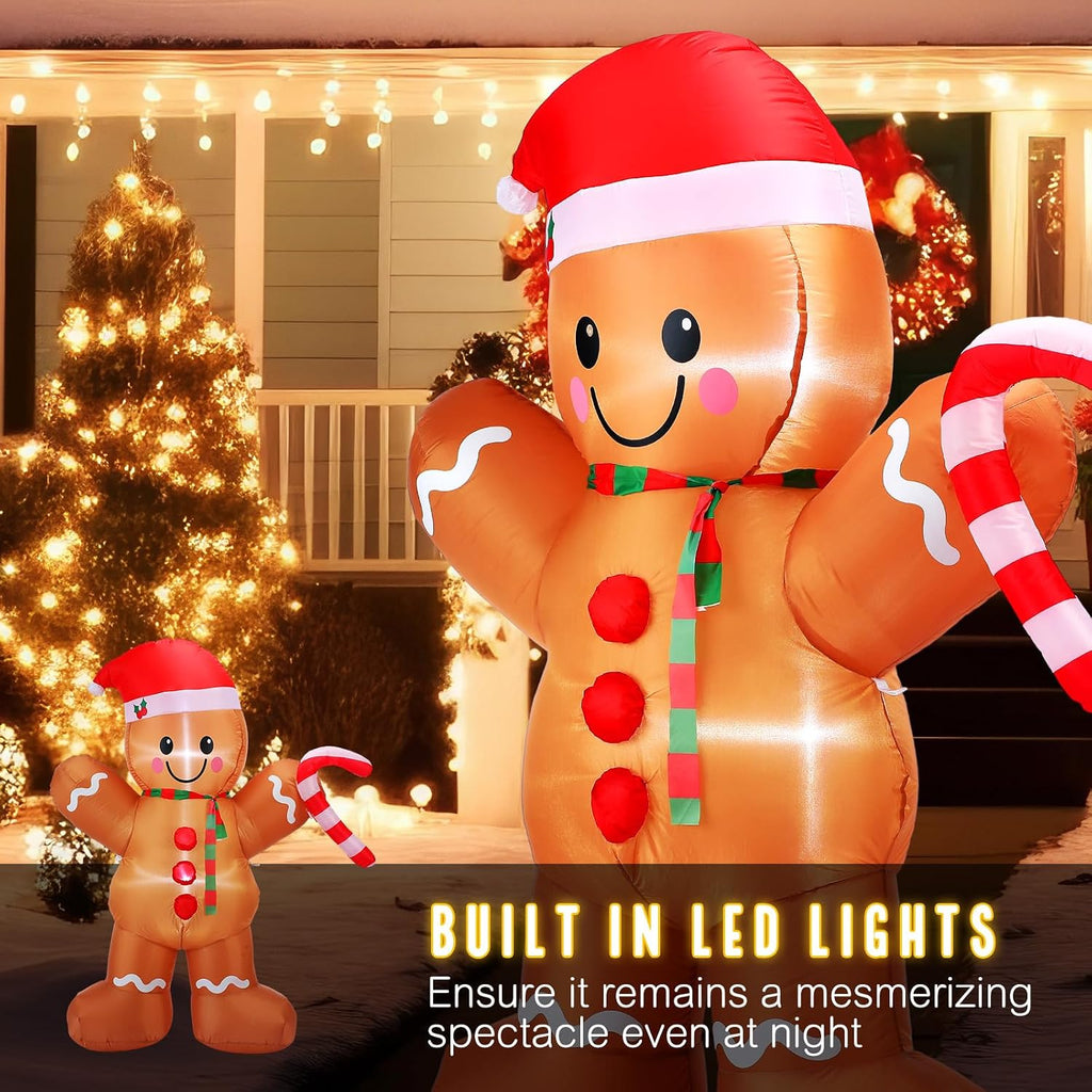Soulchen 2 Sets 5 ft Christmas Gingerbread Man Inflatable Outdoor with LED