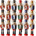 Aoriher 24 Pcs Christmas Nutcracker Ornament Hanging Small Wooden Soldier