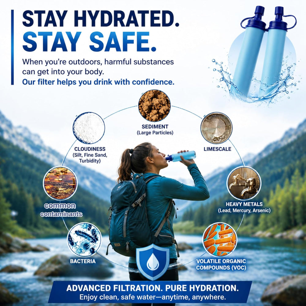 2 Pack Portable Water Filters with 400Gallons Capacity