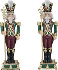 Haute Decor 35 inch Tall Solid Resin Decorative Holiday Nutcracker with Fleur de Lis (Set of 2)
