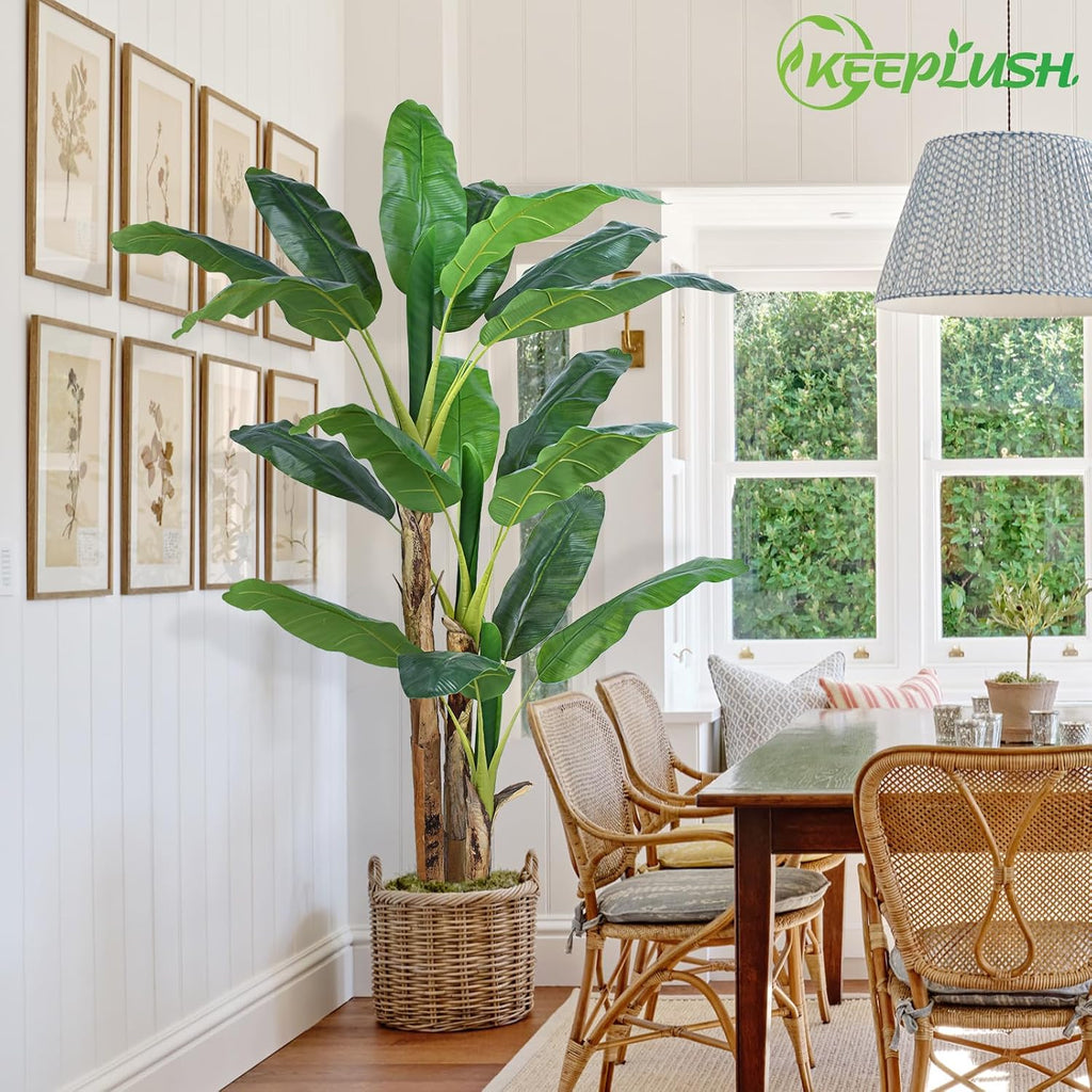 6ft extra tall artificial banana tree, fake banana on a desk or shelf