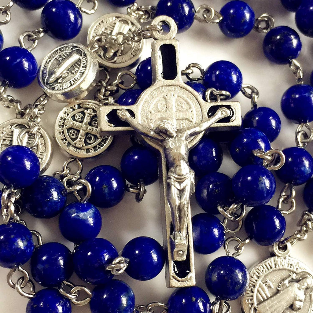 elegantmedical handmade undoubted lapis lazuli beads rosary & showing dimensions